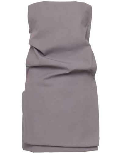 Prada Off-shoulder Sleeveless Mini Dress - Grey