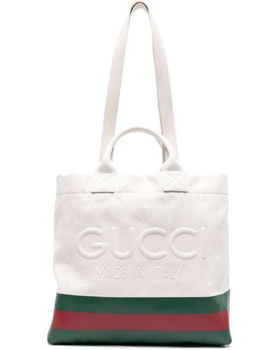 Gucci Logo-embossed Canvas Tote Bag - White