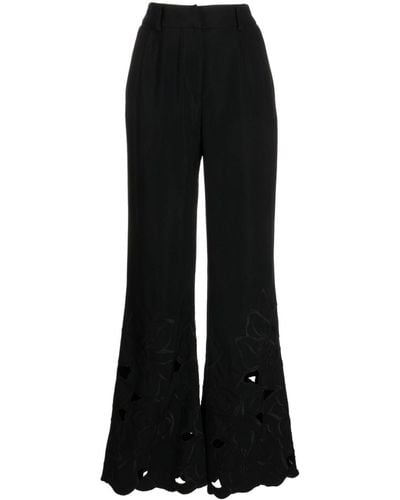 Elie Saab Embroidered Cut-out Flared Pants - Black