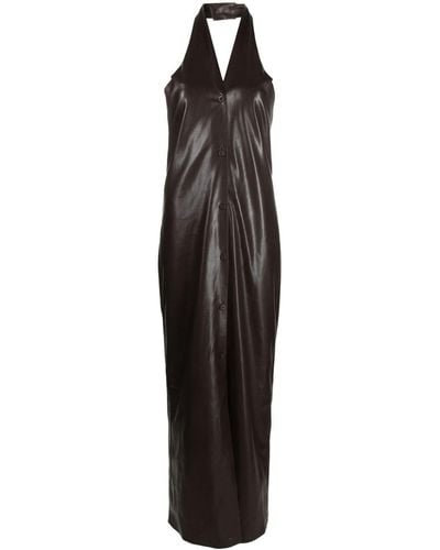 Nanushka Robe longue en cuir artificiel à dos nu - Noir