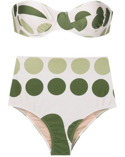 Adriana Degreas Polka Dot-print Bikini - Green