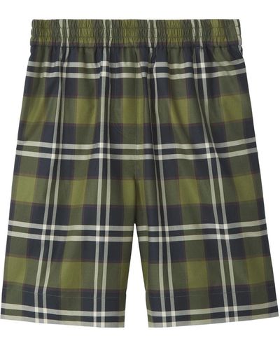 Burberry Checked Shorts - Women's - Cotton - Green