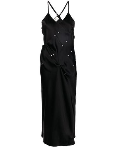 1017 ALYX 9SM Embellished Gathered-detail Slip Dress - Black