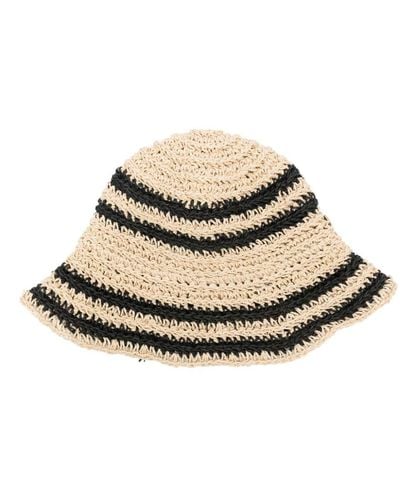 Twin Set Striped Raffia Sun Hat - Natural