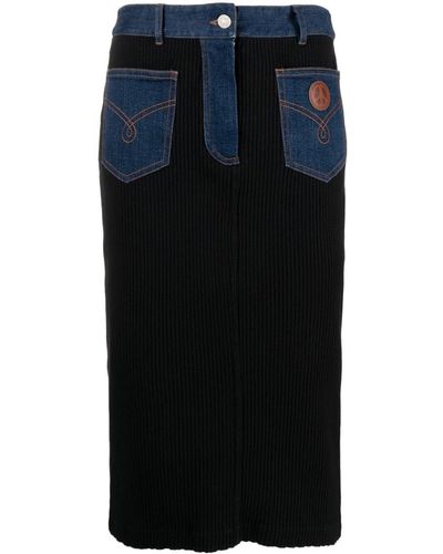 Moschino Jeans Jupe crayon nervurée à taille haute - Noir
