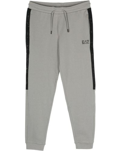 EA7 Rubberised-logo Track Pants - Gray