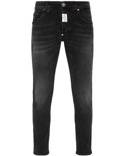 Philipp Plein Jeans Met Logopatch - Zwart