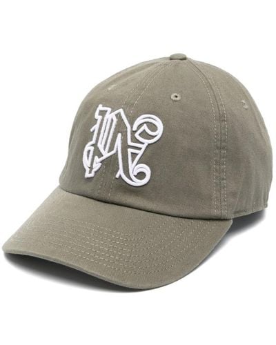 Palm Angels Monogram-embroidered Cotton Cap - Gray
