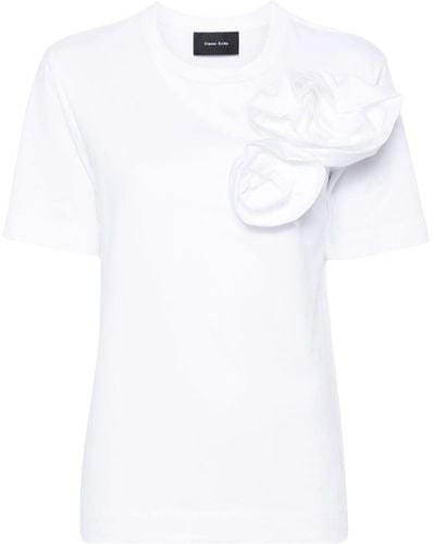 Simone Rocha Camiseta Pressed Rose - Blanco