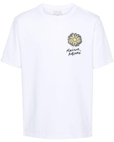 Maison Kitsuné Katoenen T-shirt Met Print - Wit