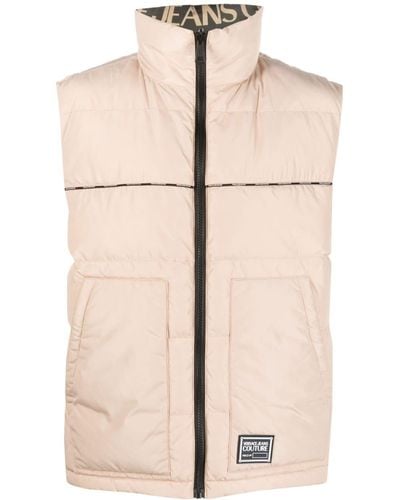 Versace Jeans Couture Logo-patch Quilted Gilet - Natural