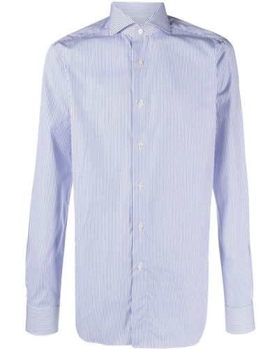 Xacus Pinstriped Cotton Shirt - Blue