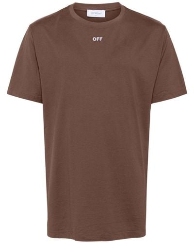 Off-White c/o Virgil Abloh Off Stamp Cotton T-shirt - Brown
