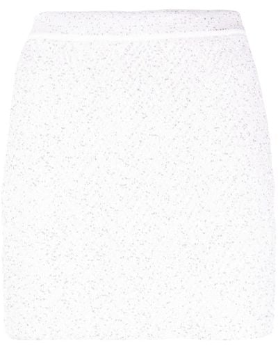 Missoni Minifalda de punto chevron con lentejuelas - Blanco
