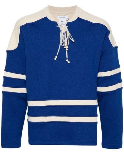 Nike X Bode Striped Lace-up Sweater - Blue