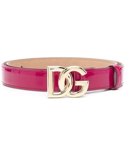 Dolce & Gabbana Cinturón de charol con hebilla del logo - Rosa