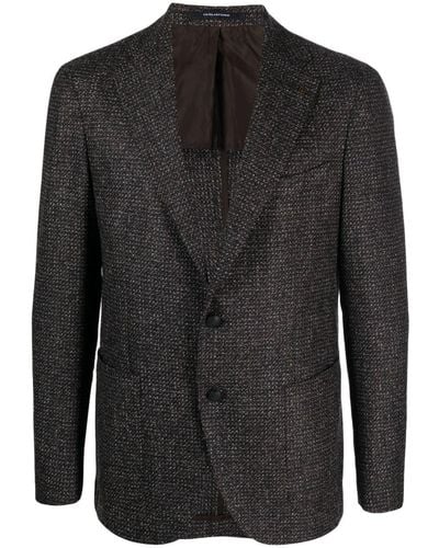 Tagliatore Single-breasted Tweed Blazer - Black