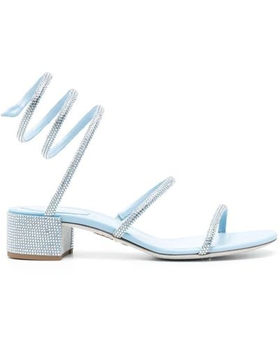 Rene Caovilla Cleo 40mm Crystal-embellished Sandals - White