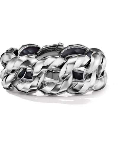 David Yurman Sterling Silver Cable Edge Curb Chain Bracelet - White