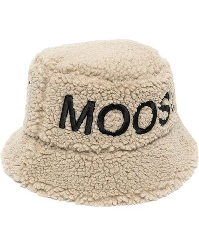 Moose Knuckles Logo-patch Faux-shearling Bucket Hat - Natural