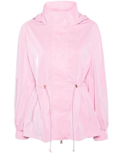 Patrizia Pepe Logo-print Hooded Rain Jacket - Pink