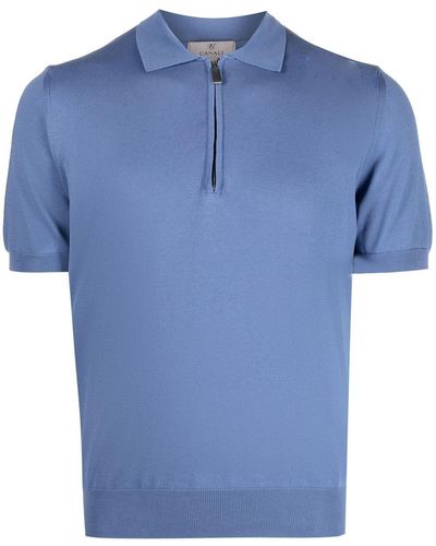 Canali Poloshirt aus Merinowolle - Blau