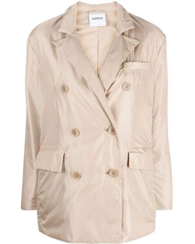 Aspesi Double-breasted Padded Blazer - Natural