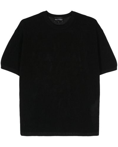 Emporio Armani Open-knit Knit T-shirt - Black
