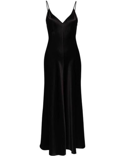 Voz V-neck Slip Silk Dress - Black
