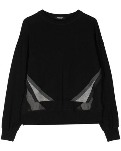 Undercover Contrast-panel Cotton Sweatshirt - Black