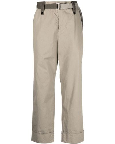 Sacai Belted-waistband Trousers - Natural