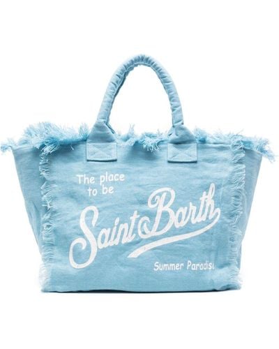 Mc2 Saint Barth Large Vanity Linen Tote Bag - Blue