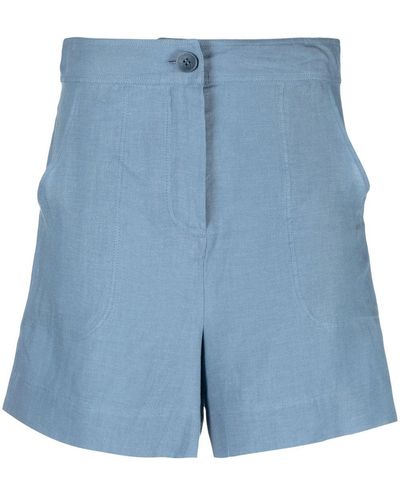 Eres High-rise Linen Shorts - Blue