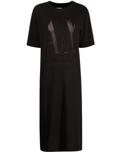 Armani Exchange Logo-print T-shirt Dress - Black