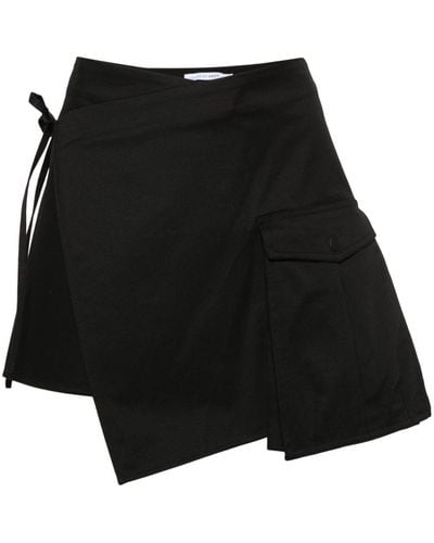 Amen Twill Wrap Mini Skirt - Black