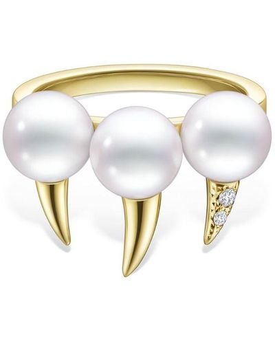 Tasaki 18kt yellow gold Collection Line Danger Fang pearl ring - Blanco