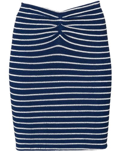 Hunza G Ruched Striped Miniskirt - Blauw