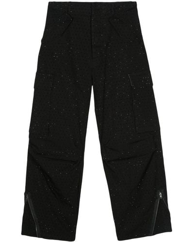 Laneus Pantalones cargo con apliques de strass - Negro