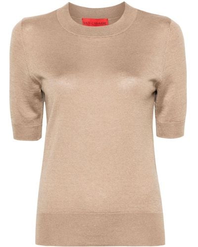 Wild Cashmere Fine-ribbed Top - Natural