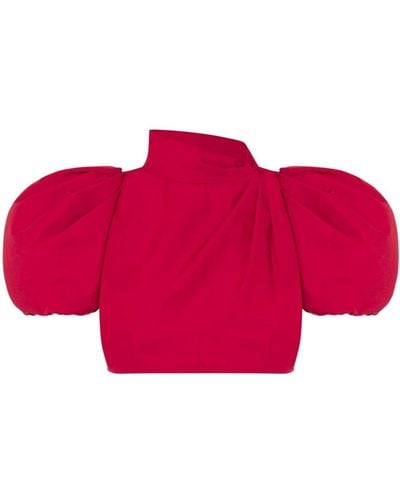 Moschino Puff-sleeved Cropped Top - Red