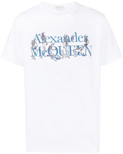 Alexander McQueen T-Shirt mit Logo-Print - Blau