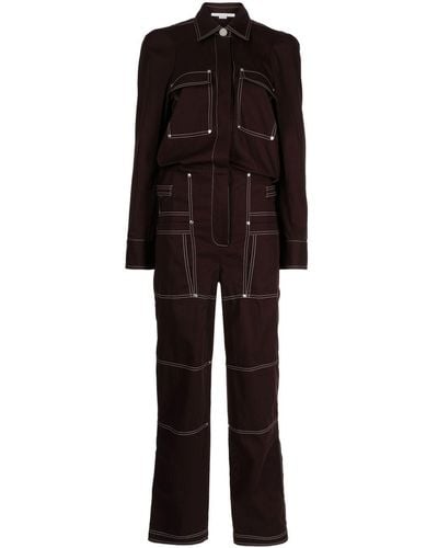 Stella McCartney Combinaison en jean à détails de coutures - Noir