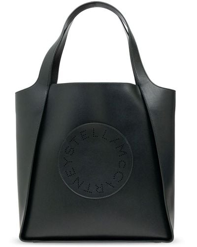 Stella McCartney Logo-perforated Faux-leather Tote Bag - Black