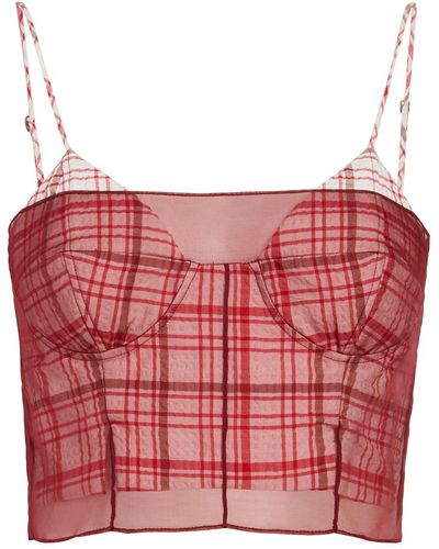Rosie Assoulin Bustier I Sheer Right Through You à carreaux - Rouge