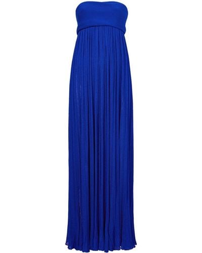 Proenza Schouler Pleated Strapless Maxi Dress - Blue
