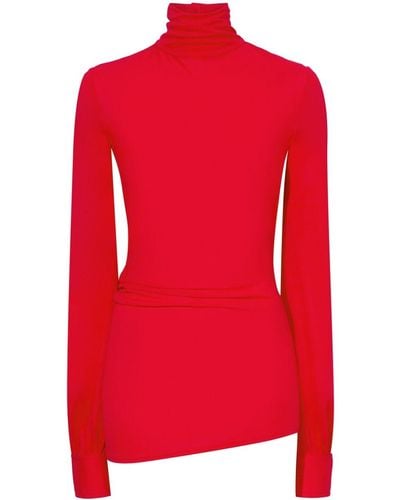 Proenza Schouler Sonia High-neck Crepe Blouse - Red