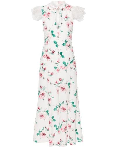 Alessandra Rich Vestido camisero con motivo floral - Blanco