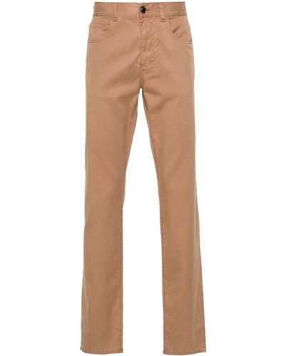 Canali Twill Lyocell-blend Trousers - Natural