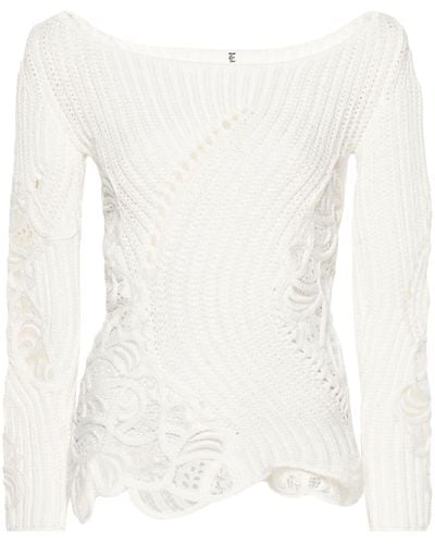 Ermanno Scervino Carved-lace Cotton Sweater - White