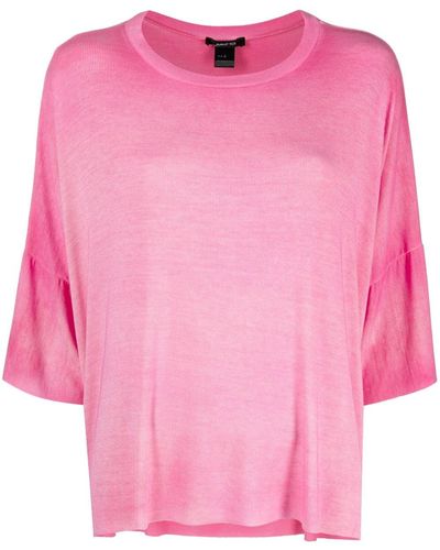 Avant Toi Round-neck Silk-blend T-shirt - Pink